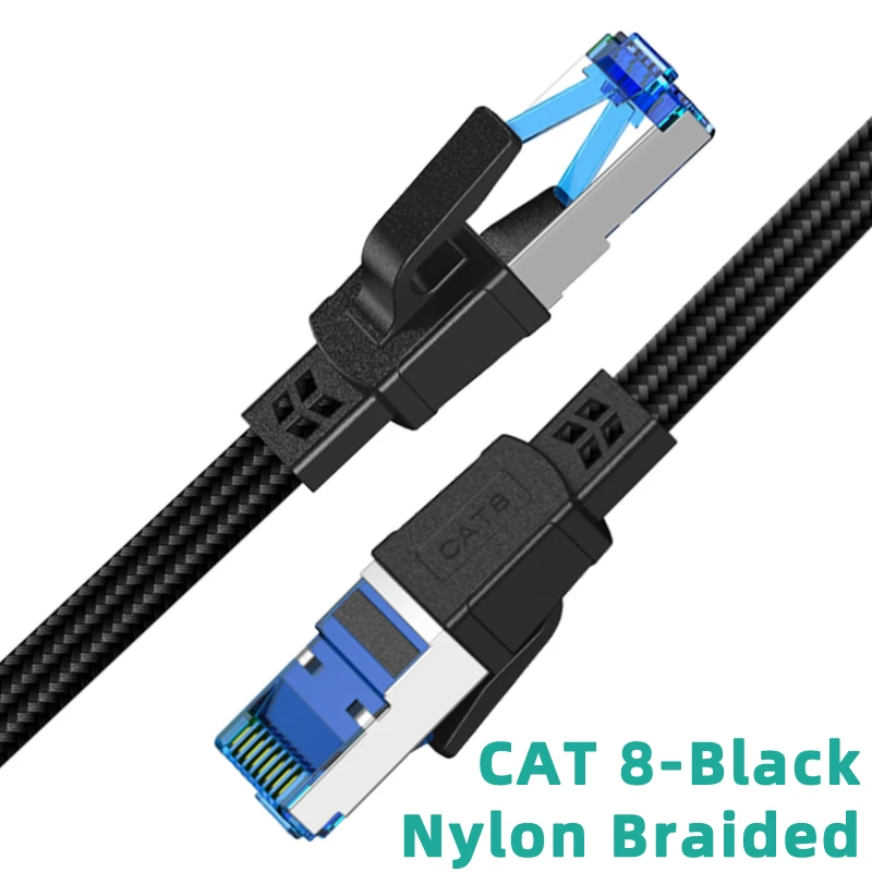 

Cat8 Ethernet Cable 40Gbps 2000MHz Nylon Braided Gaming LAN Cable 24K Gold Plated RJ45, F/FTP Shielded for PS5/Xbox/PC 5M