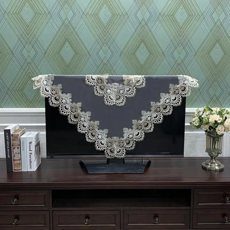 

Modern Simple Square Dustproof Tablecloth Lace Hanging Style for TV Washer Mahjong Table Cover Home Use Protective Cover