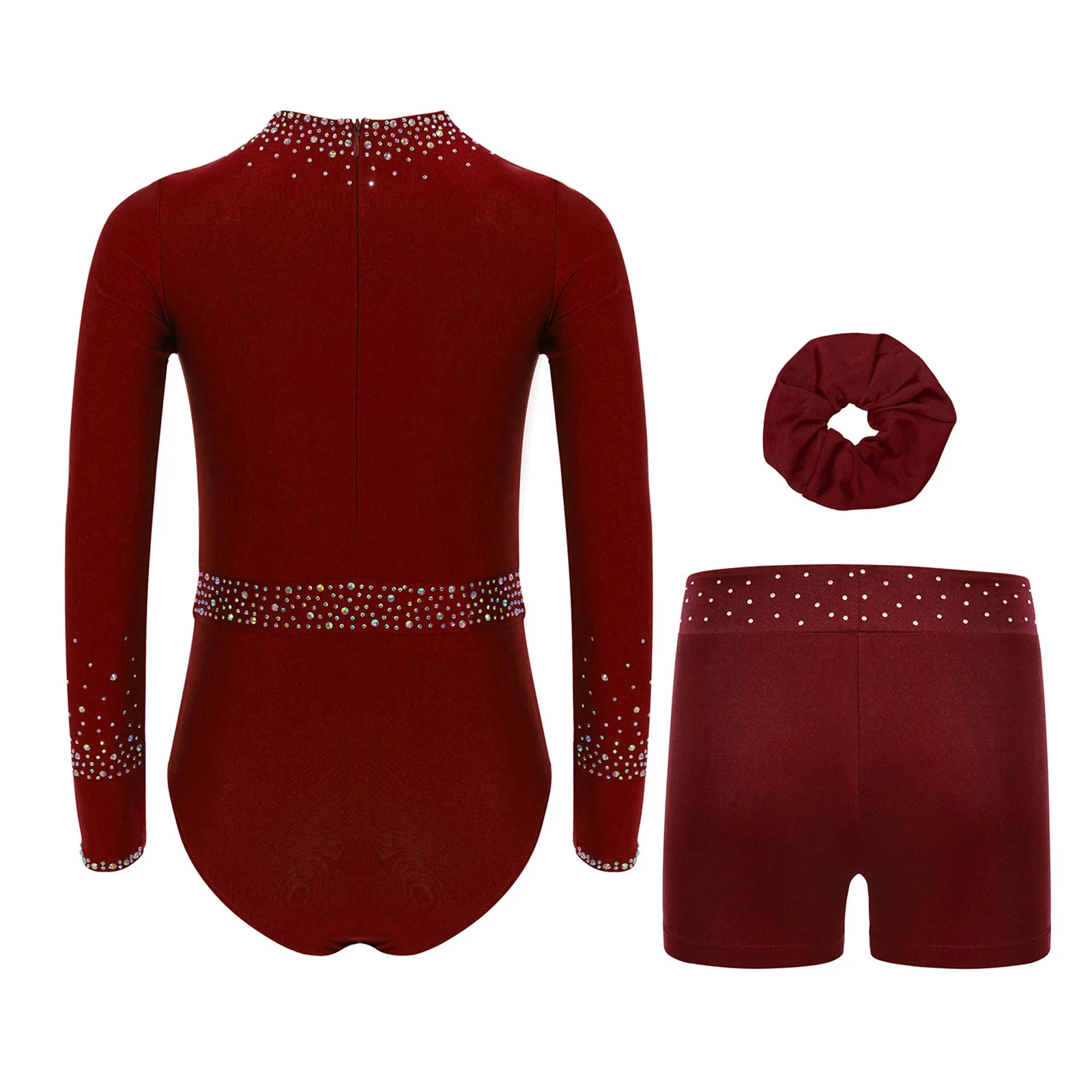 

Детский купальник для художественной гимнастики для девочек, блестящие стразы, танцевальная одежда для фигурного катания, прозрачная сетка, купальник для балета и танцев с камзолом