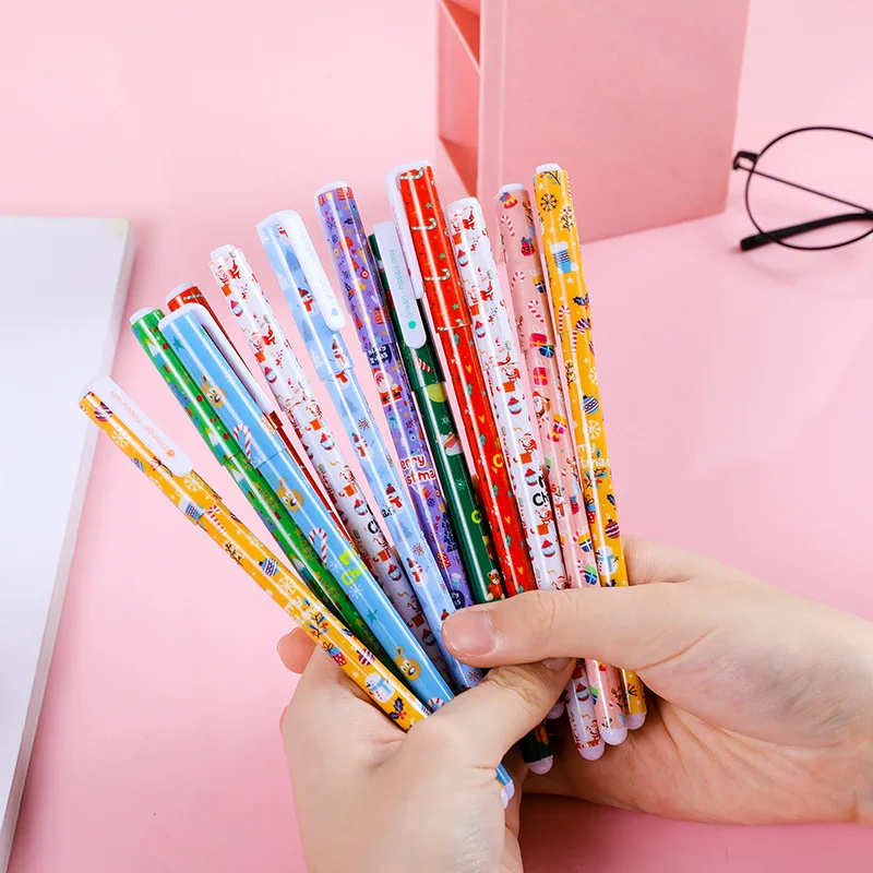 60 pcs/lot Creative Christmas Gel Pen Set Cute 10 Colors Drawing Pens Office School Writing Supplies Stationery Kids Gift Xmas