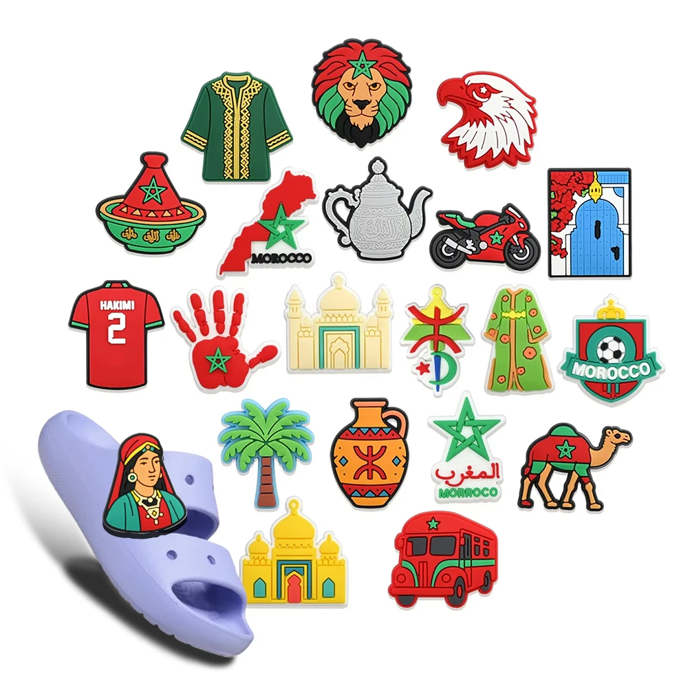 Moroccan Style Shoe Charms Set, Camel Mosque Teapot Decorative Pins for Clogs, Cute DIY Shoe Decoration for Women Men
