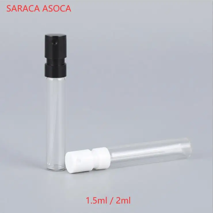 200 stücke 1,5 ml 2ml Bajonett Flasche Probe Französisch Pumpe Parfüm Flasche Sprayer Kunststoff Düse Glas Bajonett Schwarz Weiß farbe