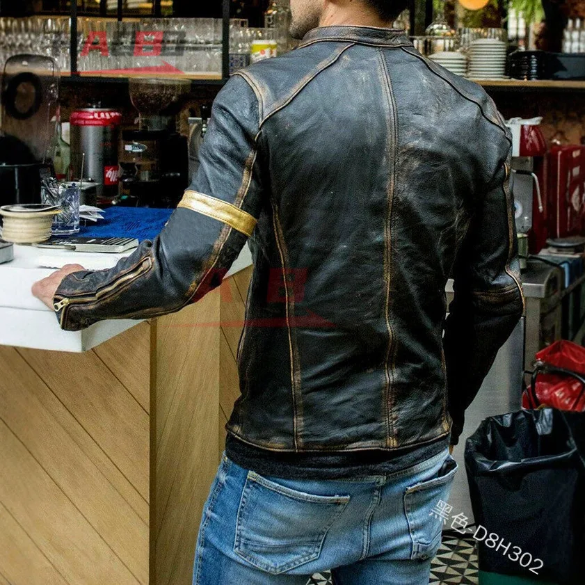 Motorcycle Retro Leather Jacket Streetwear Blazer Casual Jackets Men Outerwear Leather Jacket Motorcycle Street Gear S-5XL view 5
