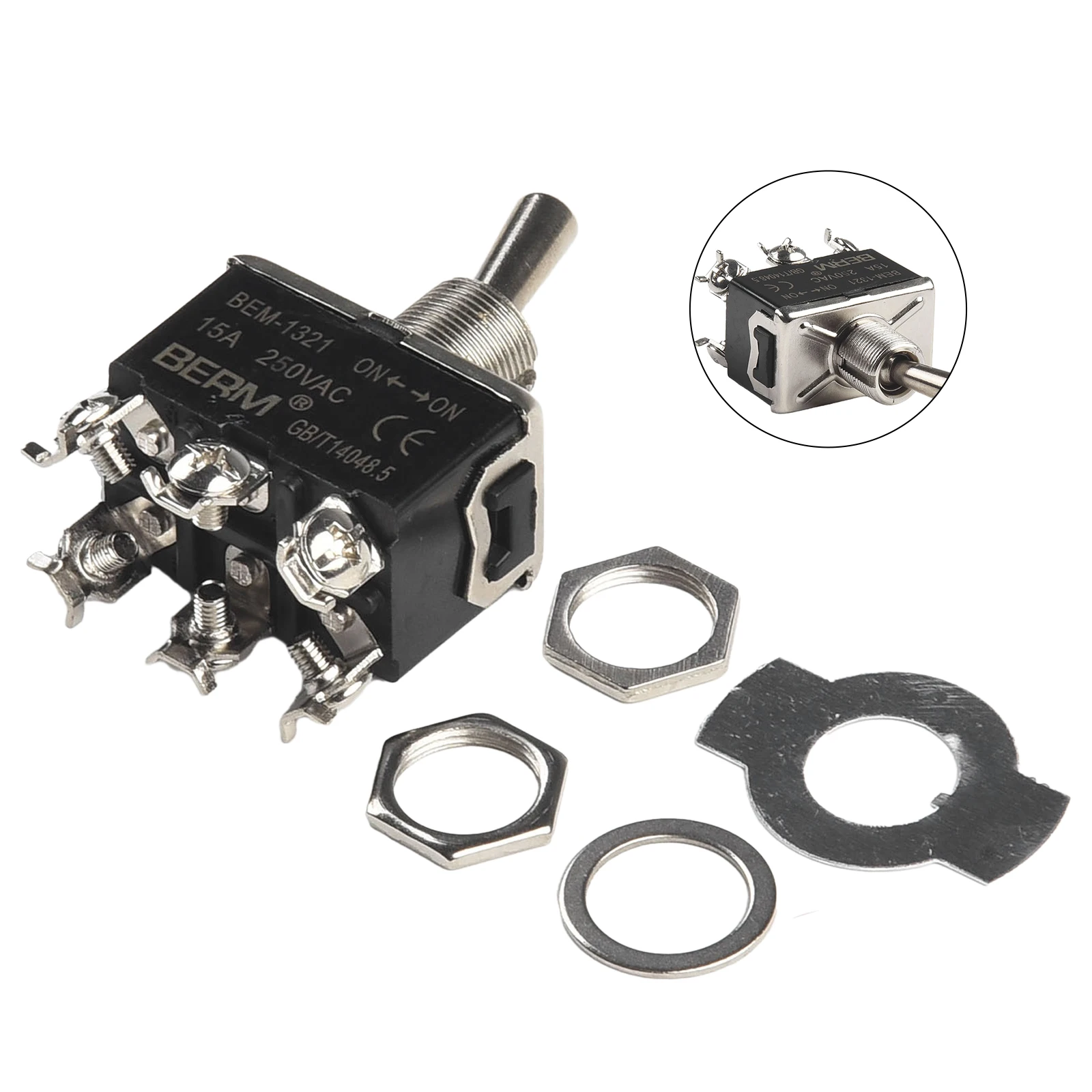 Metal for toggle Switch 20A Double Pole On//On Center for Cars with Screw Terminal and Materials Metal Metal for