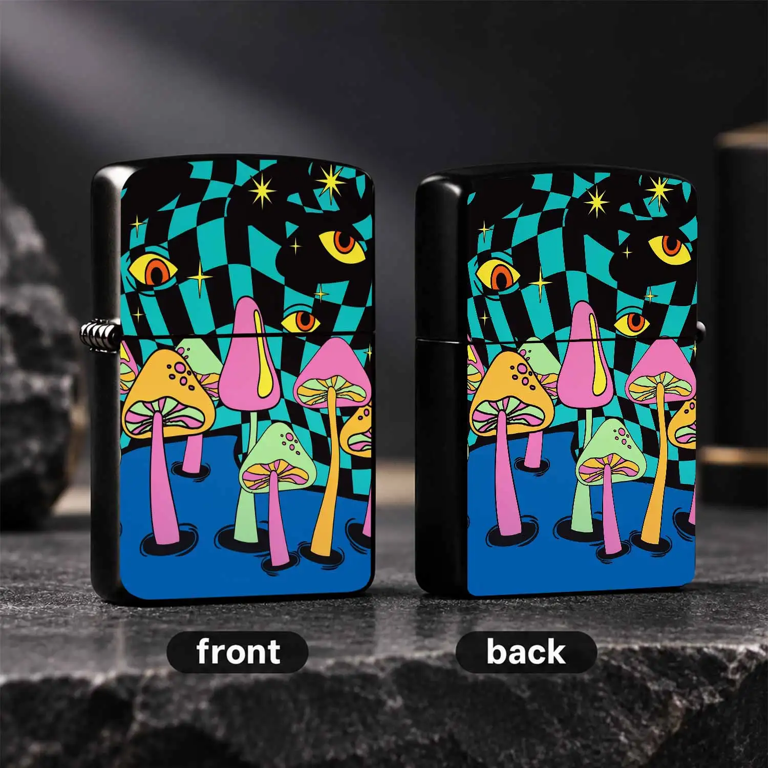 Psychedelic Trippy Mushroom All-Seeing Eye Lighter, Retro Pop Art Stylish Portable Igniter, Trendy Creative Decor Accessory, Suitable For Daily Outdoor Gatherings, Exquisite Unique Gift For Friends And Aesthetic Enthus A Humorous And Intere