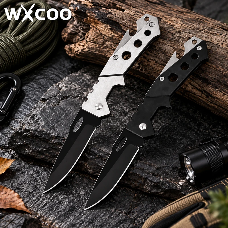 WXCOO Multi functional Bottle Opener Folding Knife Portable Pocket Knife for Household Kitchen Fruits Vegetables Cutter Tools