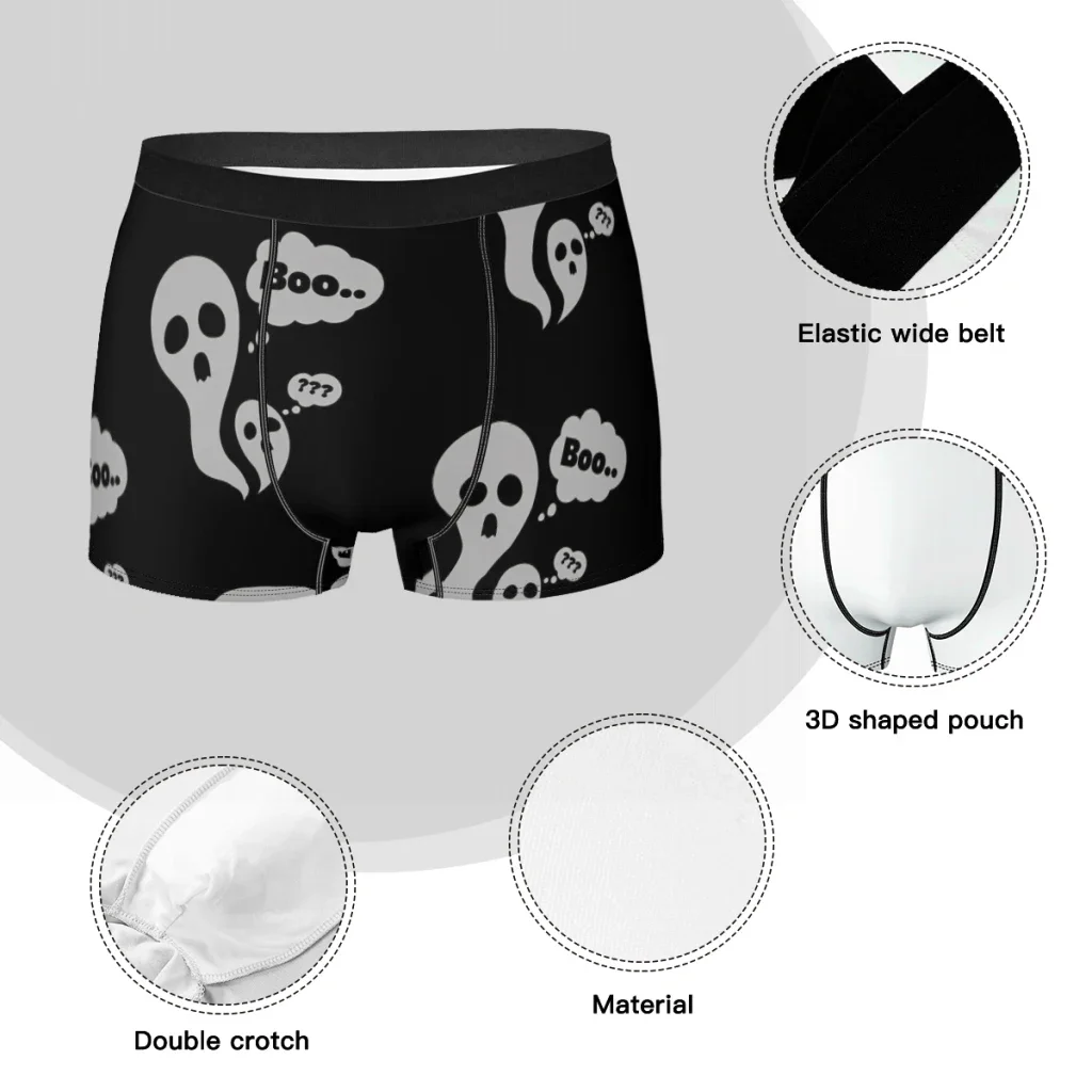 Boxer effrayant Boo mesurost de désapprobation pour hommes, culotte respirante, sous-vêtements masculins, shorts sexy, slips