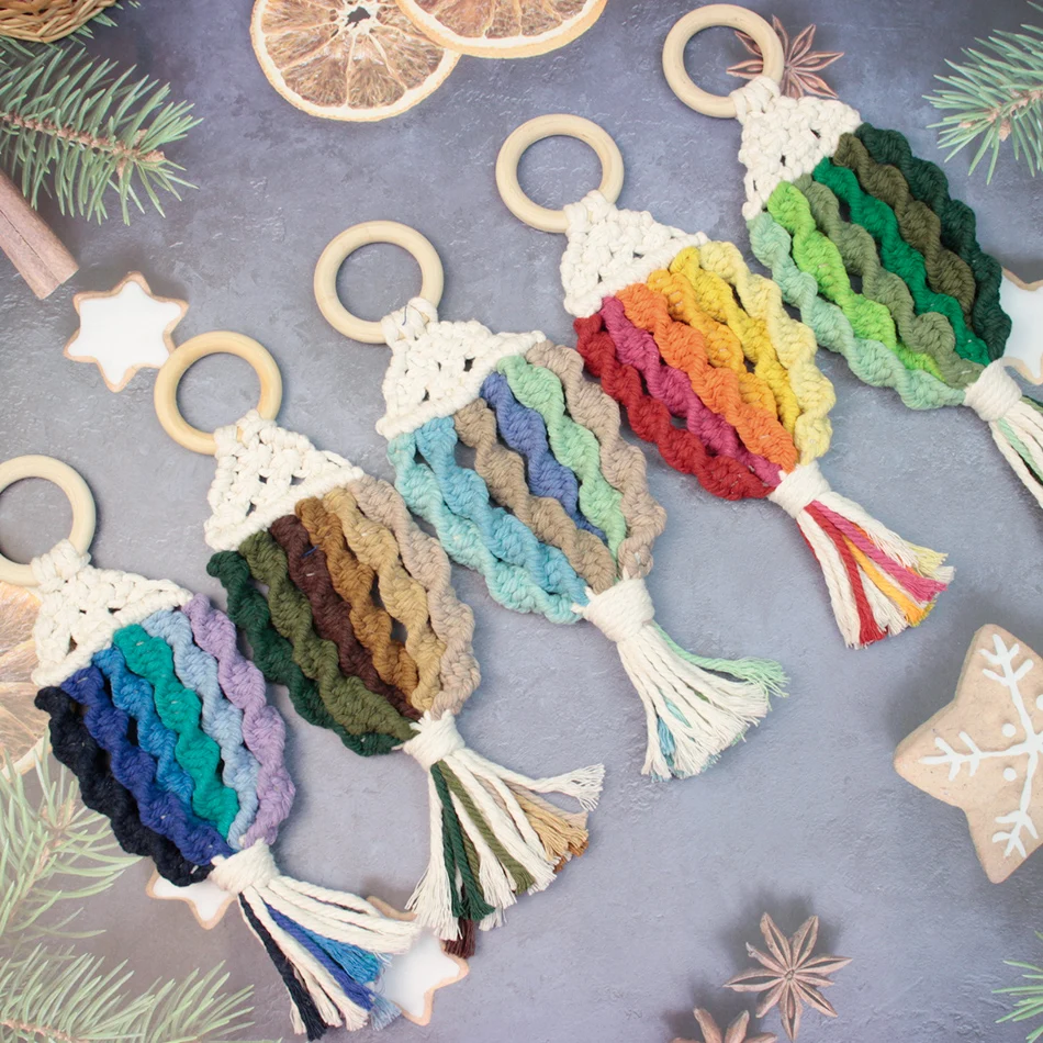 Handmade Knitting Small Fish Pendant Macrame Kit with Tutorial for Beginner Hand DIY Goldfish Tassel Pendant for Home Wall Decor