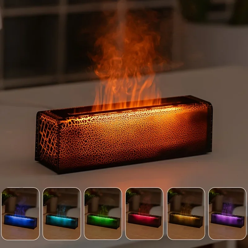 Rainbow Flame Portable USB Air Purifier & Humidifier - Cozy Desktop Accent for Winter - Vivid Simulation Flame - 1pc