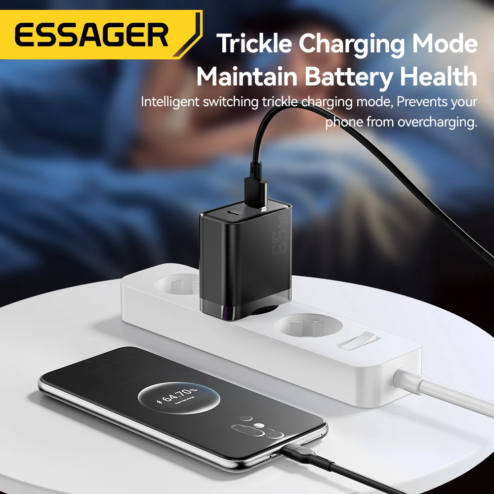 Essager-ラップトップ用のUSBCタイプ充電器,急速充電,iPhone 15,14,Samsung, Xiaomi, QC4.0, 65W用