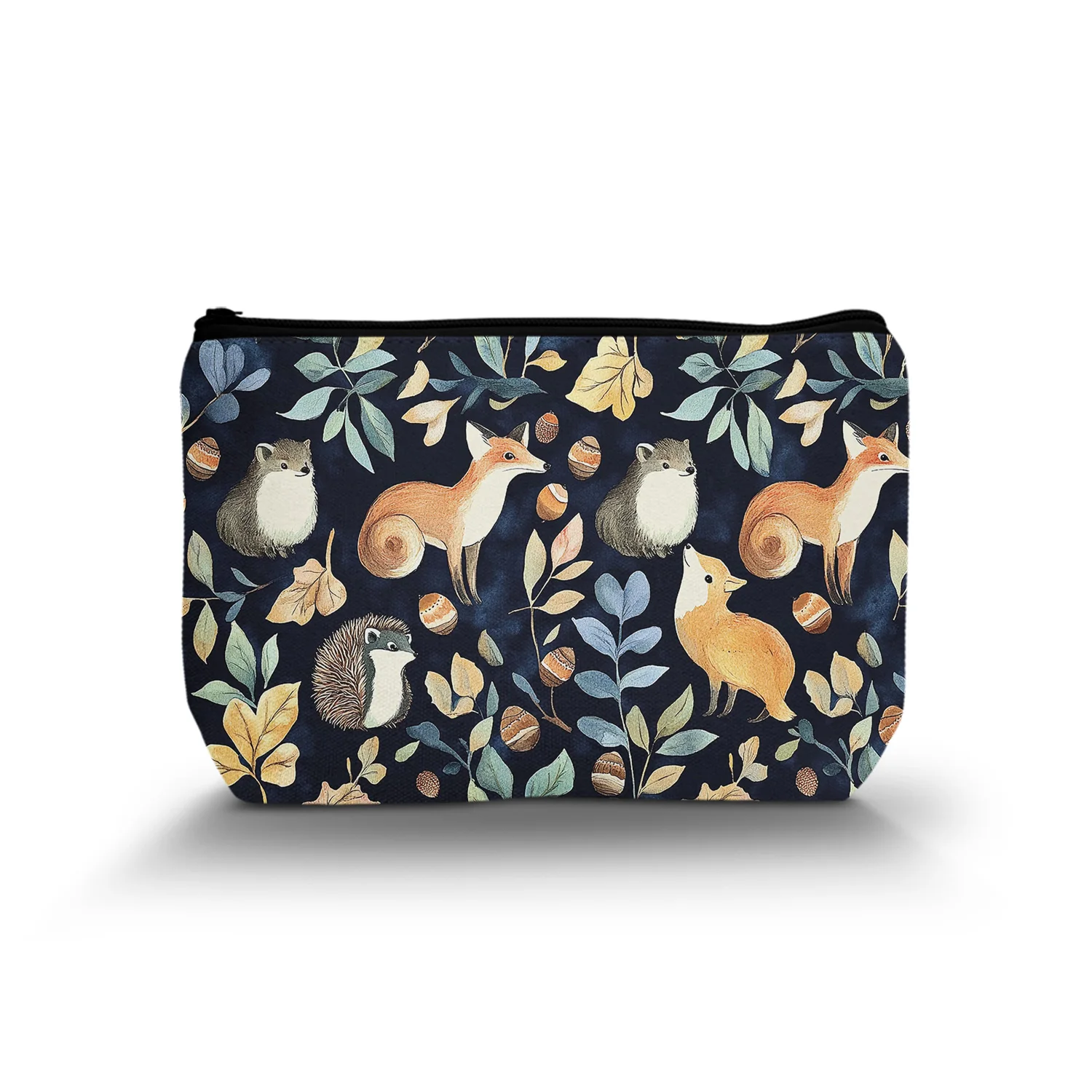 1 Pc Makeup Bag Animal Cosmetic Bags For Women Portable Owl Bird Fox Hedgehog Leaves Travel Toiletry Bag Organizer