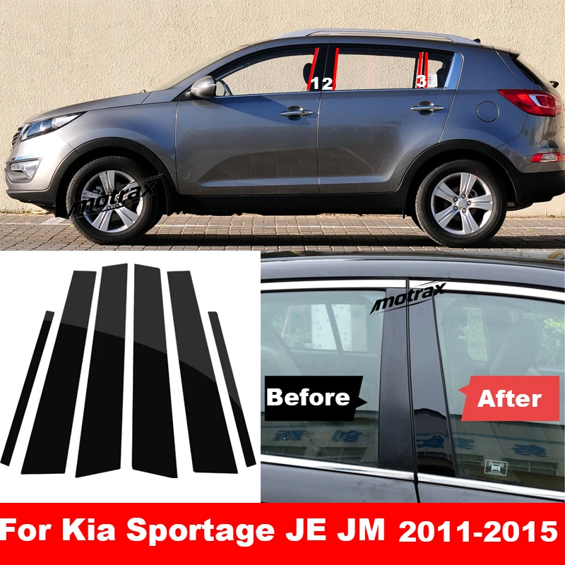 Car PC Pillar Posts Door Window Trim BC Column Sticker Cover for Kia Sportage JE KM 2011-2015 Decoration Accessories