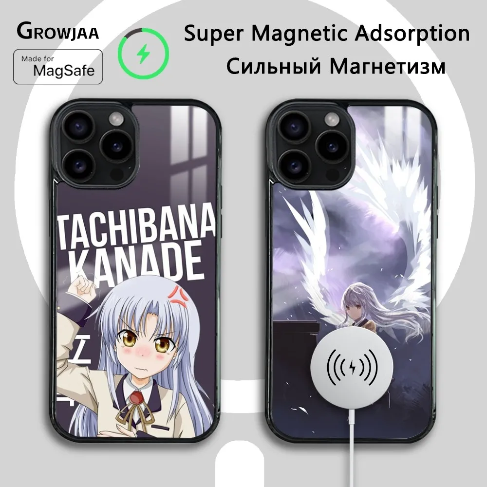 Anime A-Angel B-Beats Phone Case For iPhone 16 15 14 13 12 11 Pro Max Plus Mini Magsafe Mirror Wireless Magnetic Cover