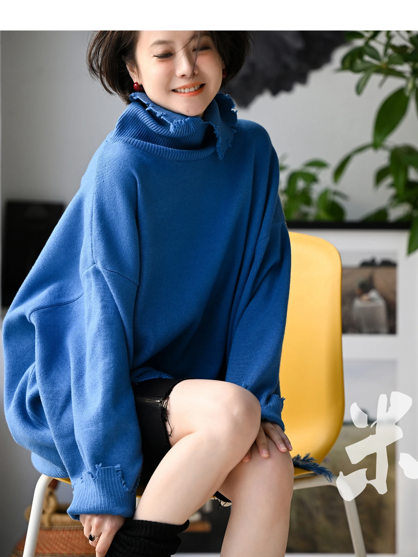 

Thiened High Collar Knitted Sweater Z50809 Artistic Casual Color Crew Ne Pullover Knitwear Women Winter ential