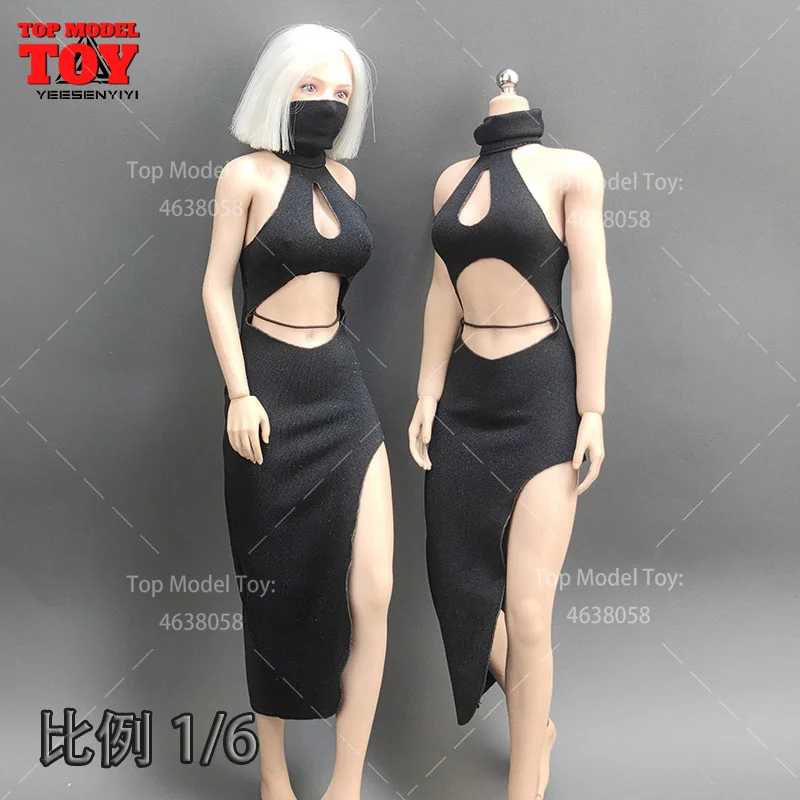 1/6 スケール黒スプリットチャイナロングスカート服モデルフィット 12 "TBL PH JIAOU 女性兵士アクションフィギュアボディ人形おもちゃ
