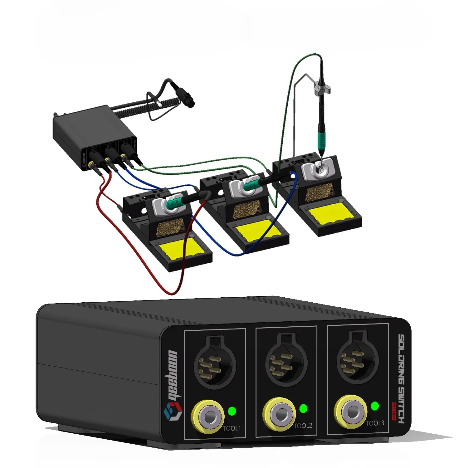 GEEBOON SW03 (TA305/TC22/JBC) Soldering Station 3-Channel Switcher Multi-channel Expansion 3 Working Station