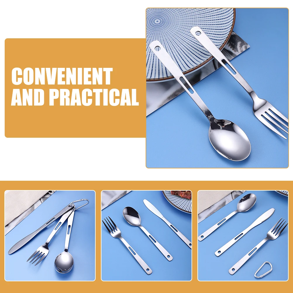 

1 set Camping Cutlery Set Portable Tableware Stainless Steel Fork Spoon Knife Outdoor Hiking Picnic Barbecue Travel