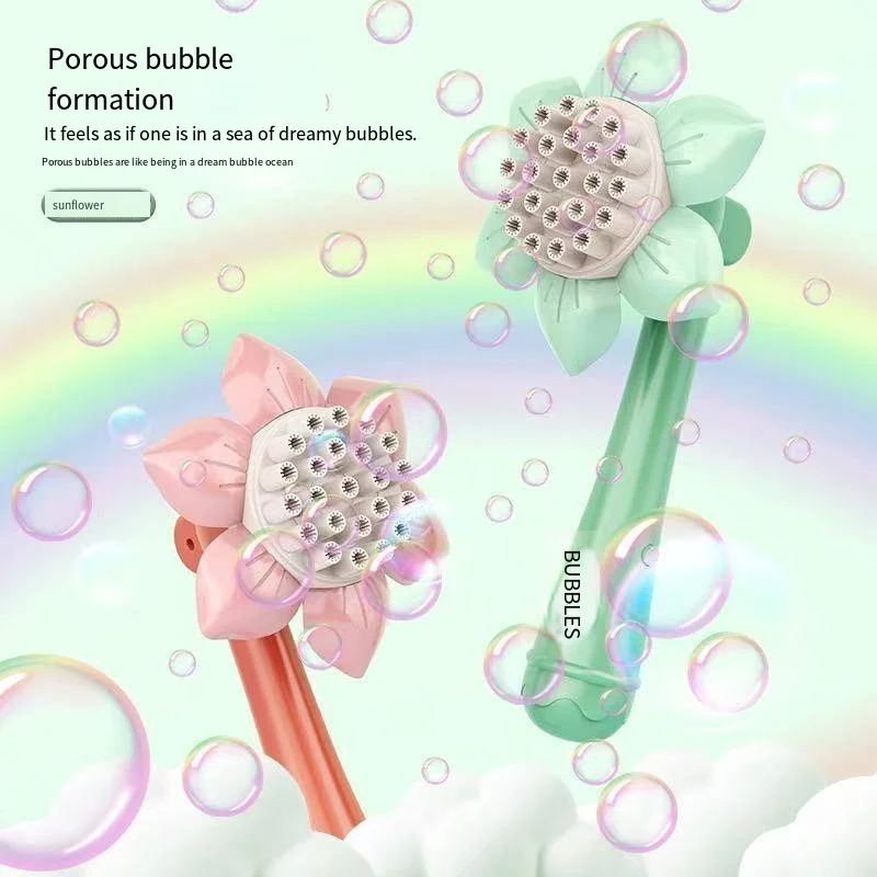 New model children's handheld sunflower-shaped bubble machine - fully automatic, non-toxic, festive gift, outdoor toy