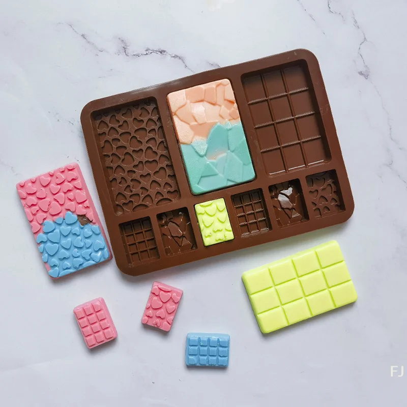 

Силиконовая форма для шоколада и десертов: прямоугольные батончики, вафли, сердечки. Форма для выпечки и восковых заготовок.