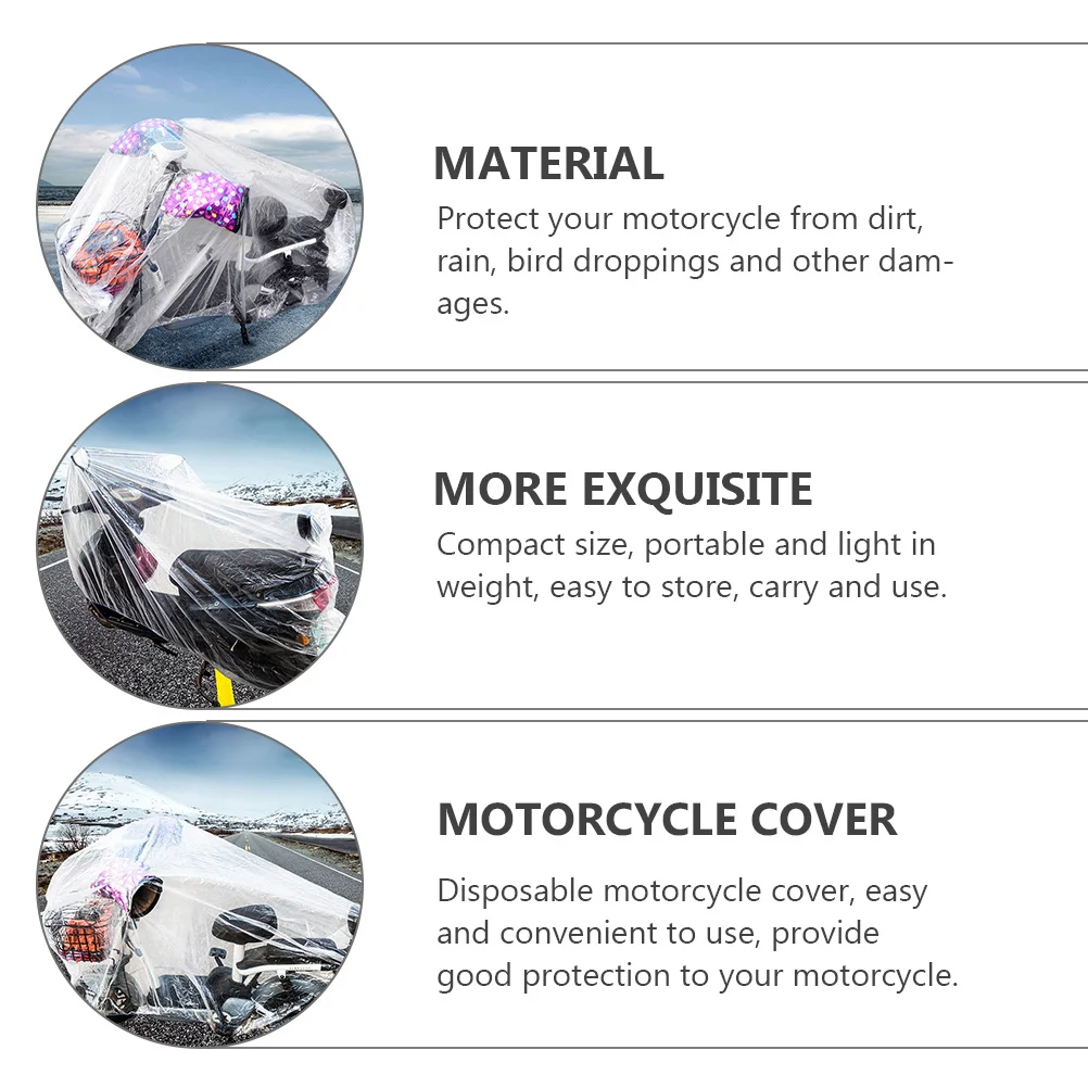 

2Pcs Motorcycle Cover Waterproof Disposable Bike Protective Cover Outdoor Portable Lightweight for Rain Dust Uv Protection