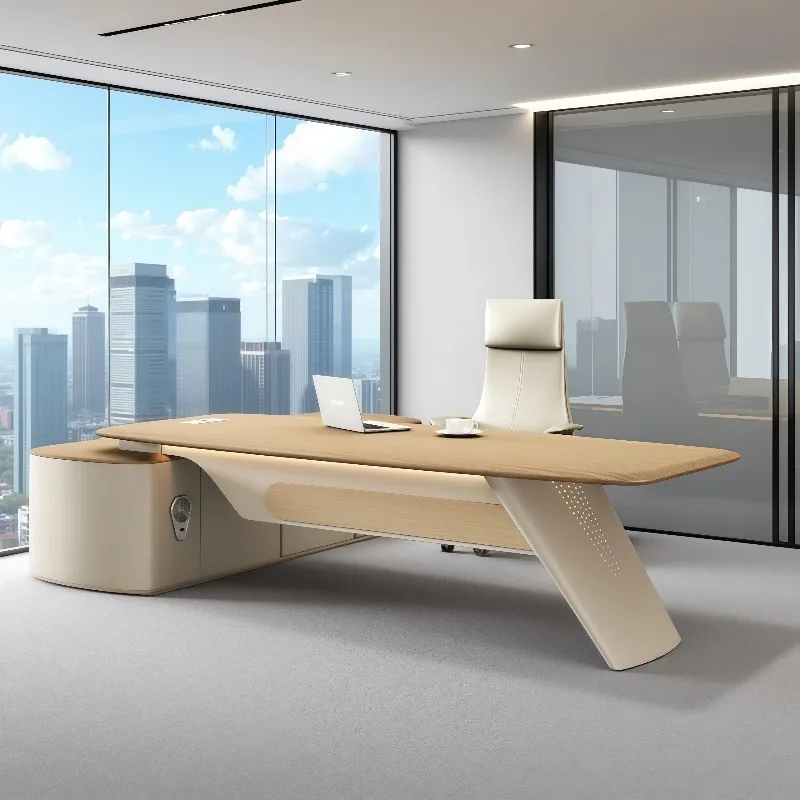 Luxury L-shaped Office Table Executive Workstation Office Manager Desk and Executive Desk with Modular Design for Boss Office