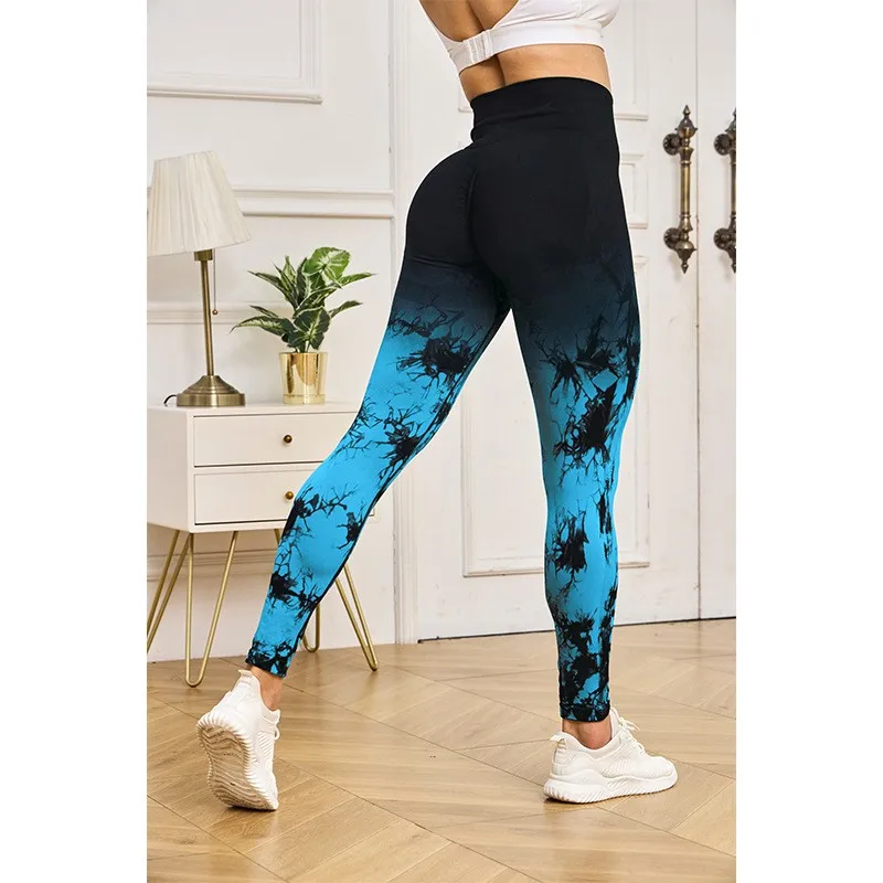 Tie Dye Yoga Pants Seamless Leggings Scrunch Butt Lift Legging Push Up Workout Compression Tights Booty Gym Sports Leggings