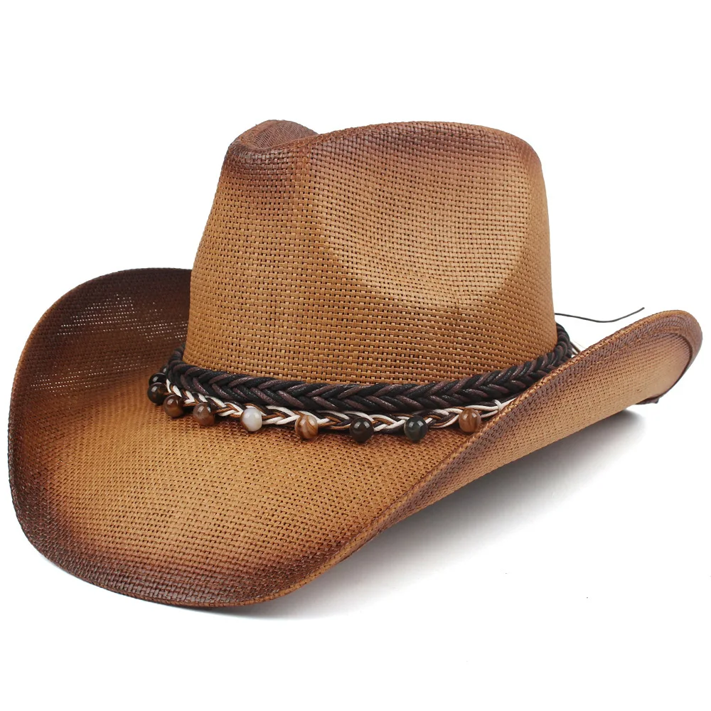 

Curved Brim Straw Hat For Men And Women, Popular In Europe And America, Western Cowboy Hat, Firm And Stylish Casual Hat