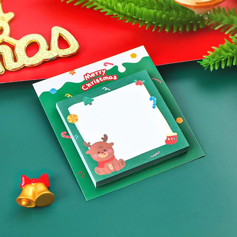 4 Pieces Adhesive Kawaii Christmas Sticky Notes Notepad Memo Pad Stationery Sticker