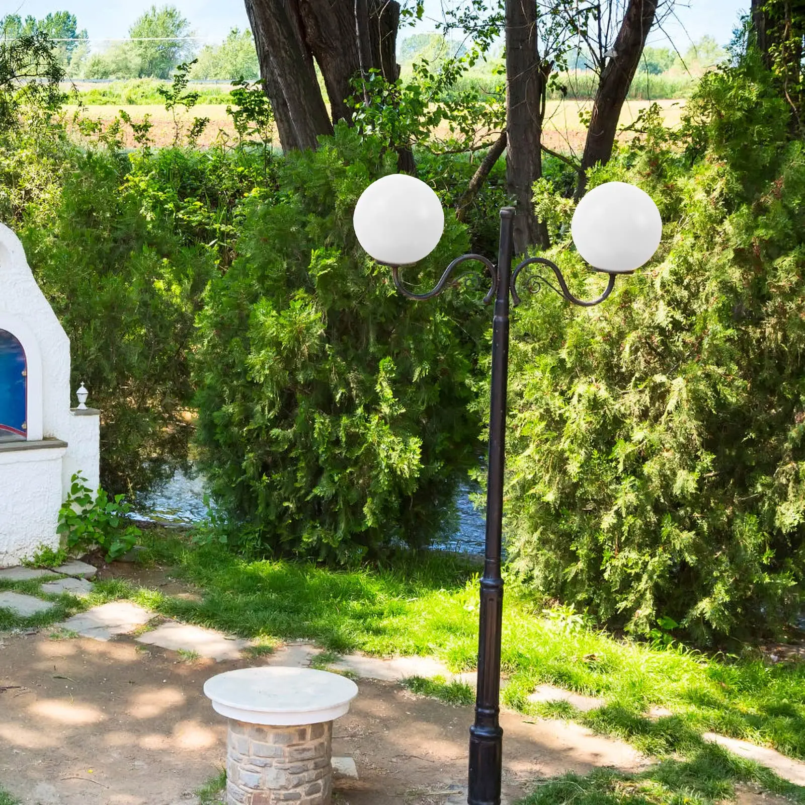 

Round Ball Lampshade 20CM Milky White Outdoor Light Post Shade Replacement Fits Bulb Sizes Lighting Accessories