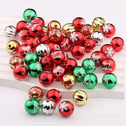 16mm 10pcs Big UV Color Xmas Acrylic Beads Printing Christmas Tree Snowflake Bell Beads For Making Xmas Style Necklace Earring