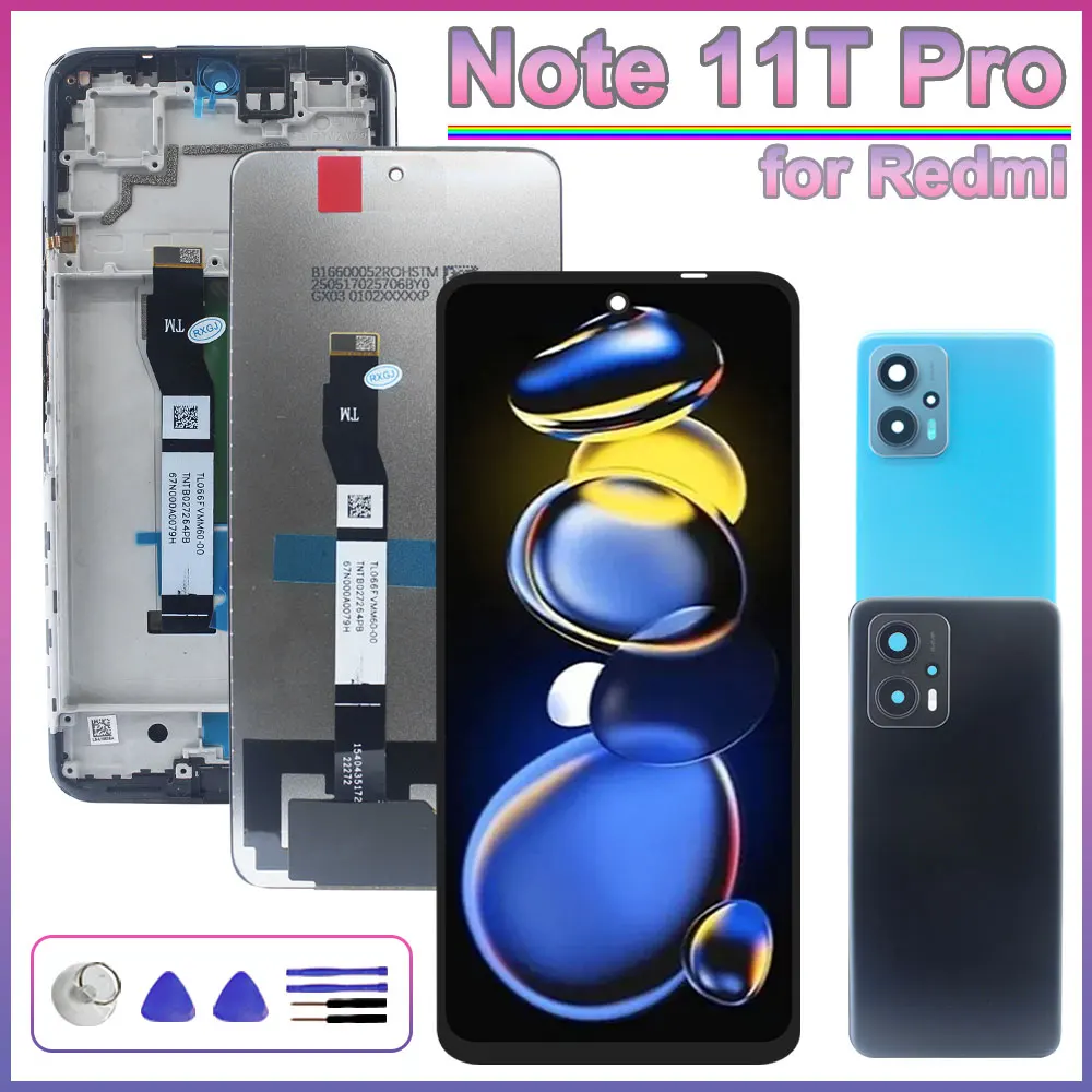 Tested LCD for Xiaomi Redmi Note 11T Pro Phone Display Digitizer Replacement for Redmi Note 11T Pro 22041216C LCD with Frame
