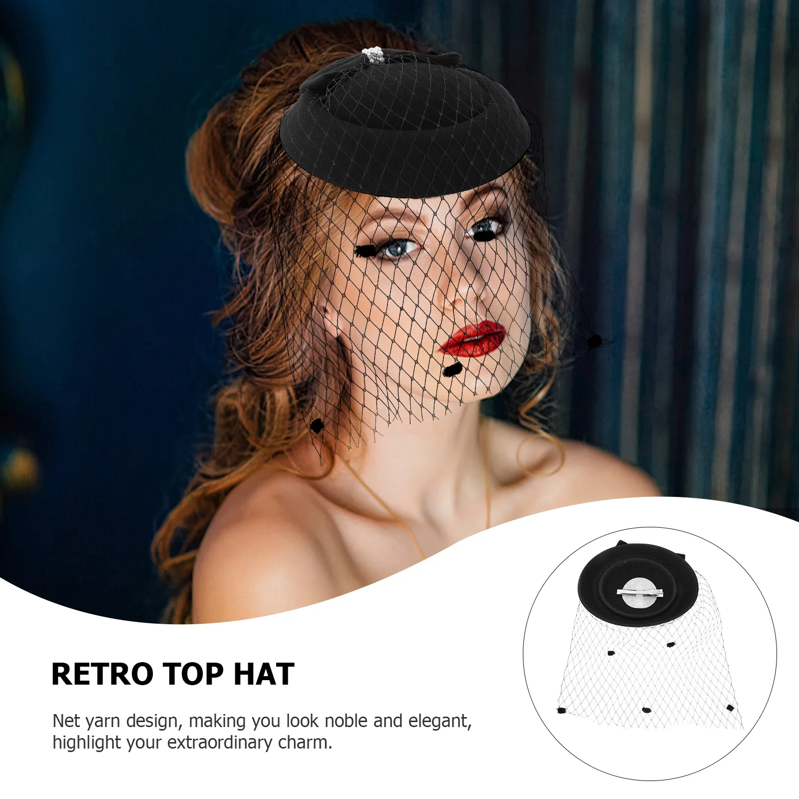 1Set Party Net Garn Hut Spitze Handschuhe Frauen Cheongsam Decor Dance Party Kopfschmuck Frauen Schleier Hut Spitze Handschuhe Mesh haar Dekoration