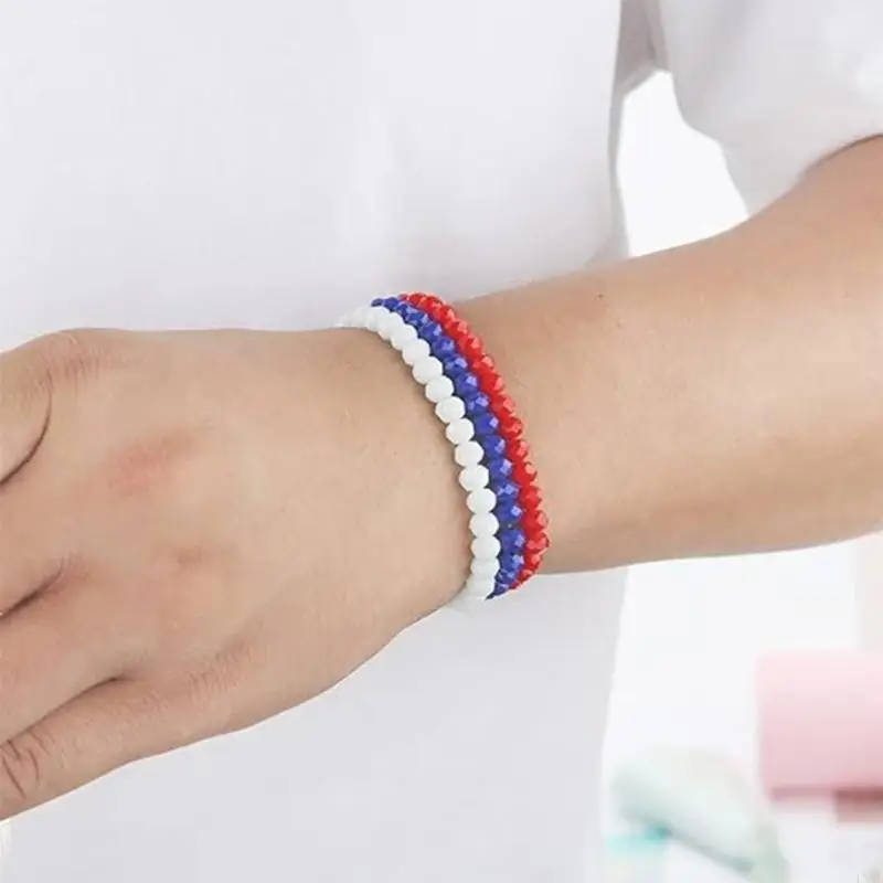 3 Piece Elegant Stackable Bangle Independence Day Bracelet Featuring Patriotic Colors And Bohemian