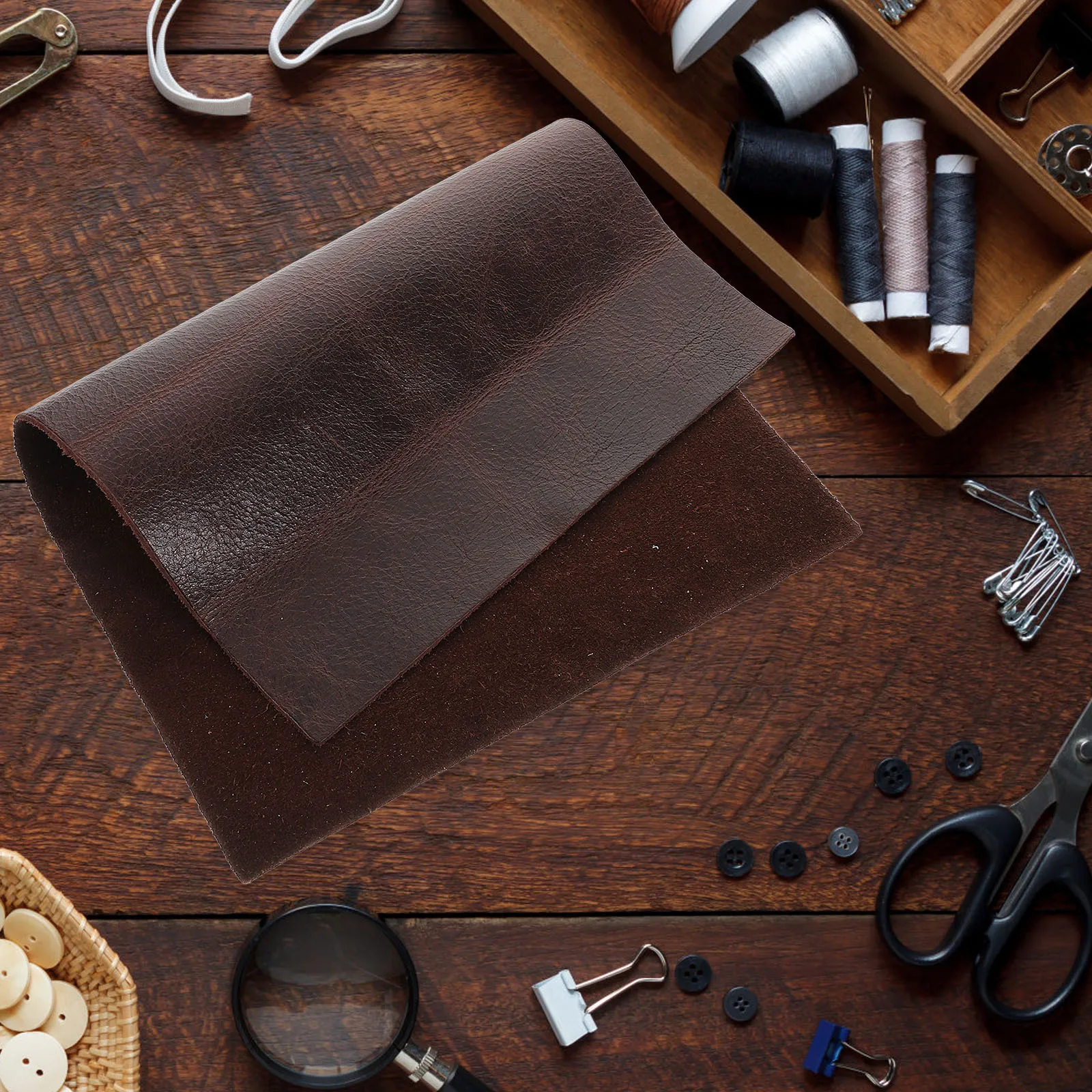 

Genuine Cowhide for DIY Wallets Thick Tooling Sheets Sewing Craft Material for Handbags Purses Making Kits Supplies