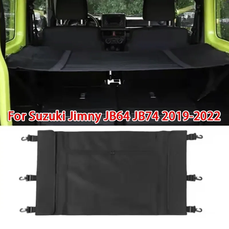 

Black Car Rear Trunk Cover Curtain Storage Bag Net for Suzuki Jimny JB64 JB74 2019-2022