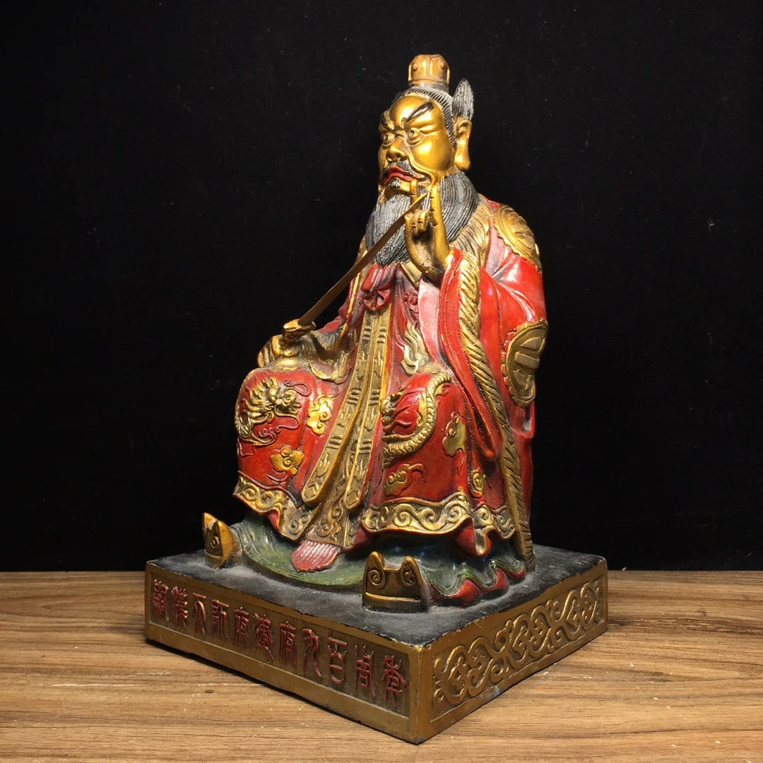 Buddha statue Pure copper painted by Zhang Tianshi Length 16cm, width 15cm, height 28cm, weight 3200g