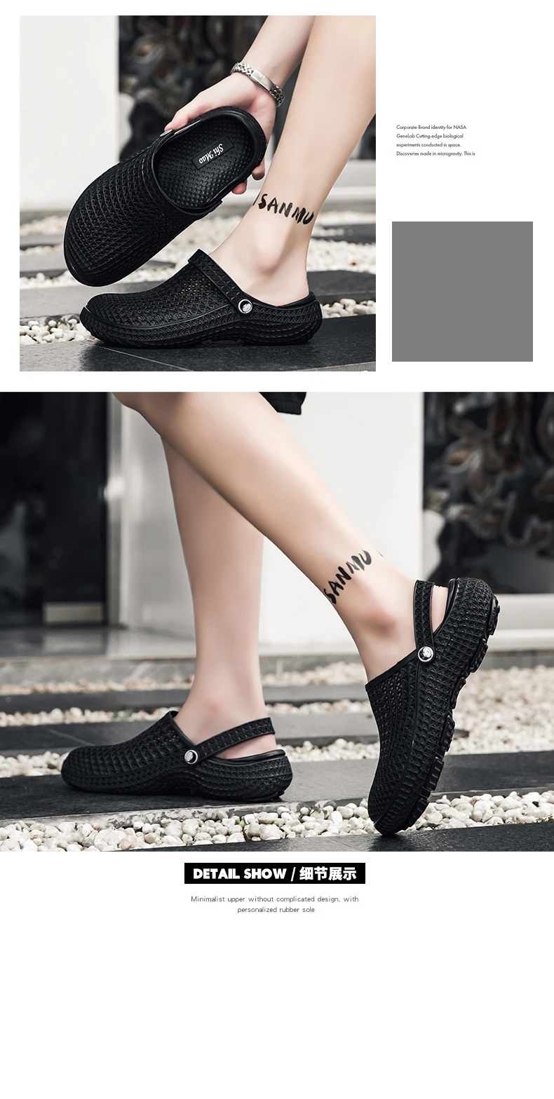 Herren Atmungsaktive Clogs Rutschfeste EVA Gartenschuhe Lässige Slip-on Pflege- und Kochschuhe Strand-Sandalen für Outdoor und Indoor im Sommer – Detail 4