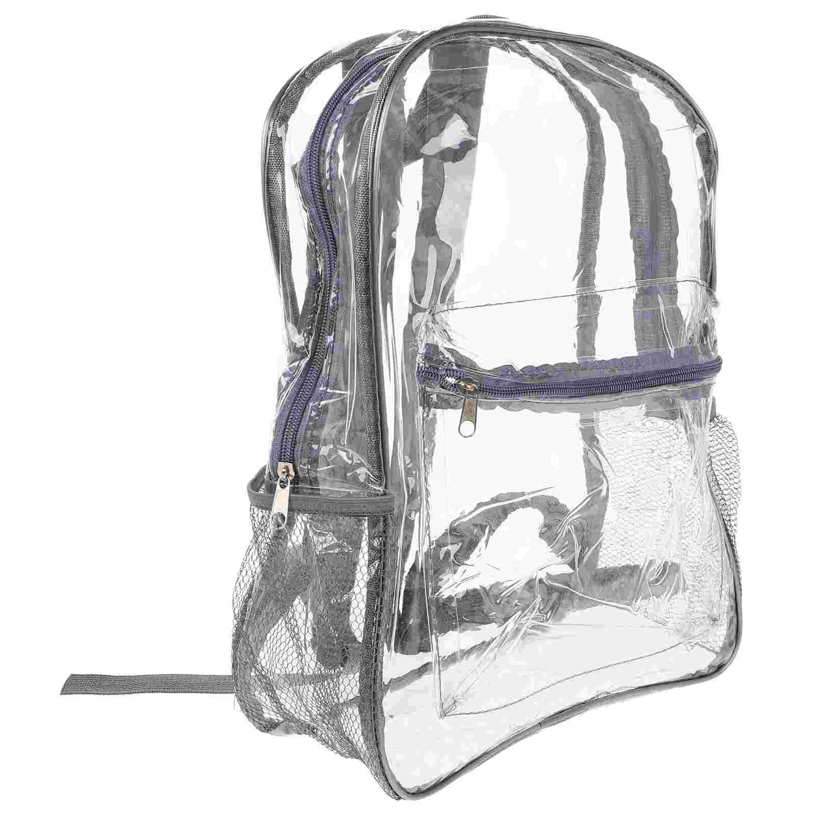 Heavy Duty Clear Backpack Decorative School Backpack PVC Transparent Backpacks See Through Bookbag for Girls Boys Women Men (Gre