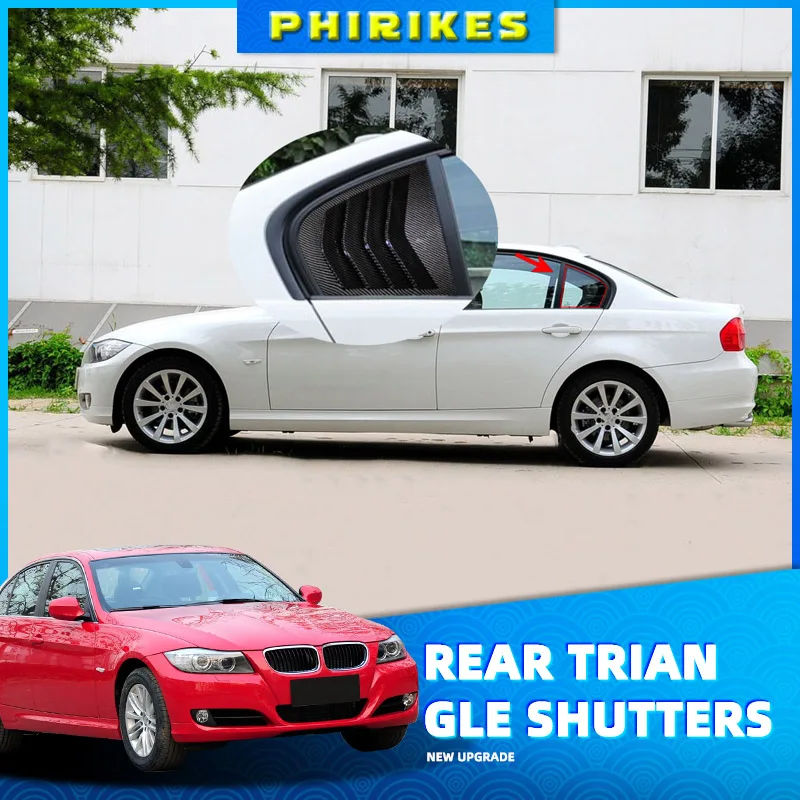 

For BMW 3-Series E90 320i 330i 325i 318i M3 2005-2011 Carbon Fiber Gloss Black Rear Side Window Louver Shutter Trim Cover