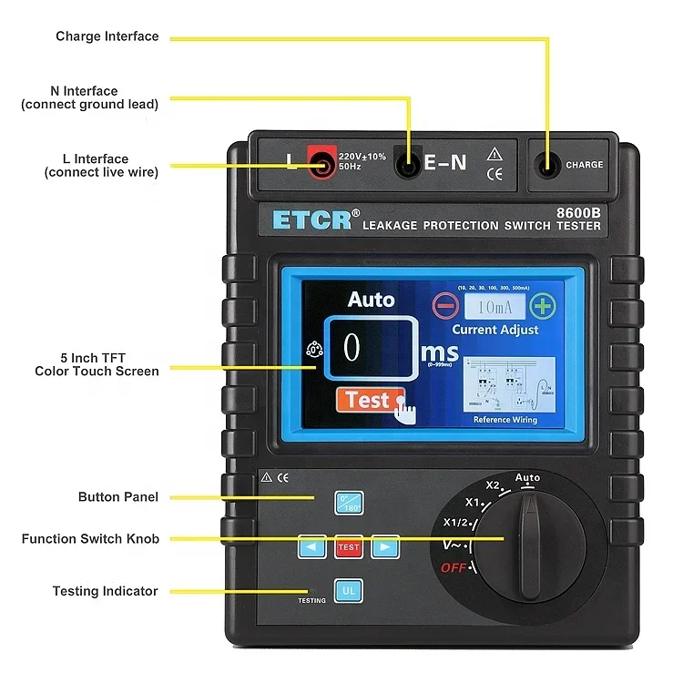 ETCR8600B جهاز اختبار مفتاح حماية التسرب كاشف قطاع دارة التسرب الأرضي جهاز حماية التسرب