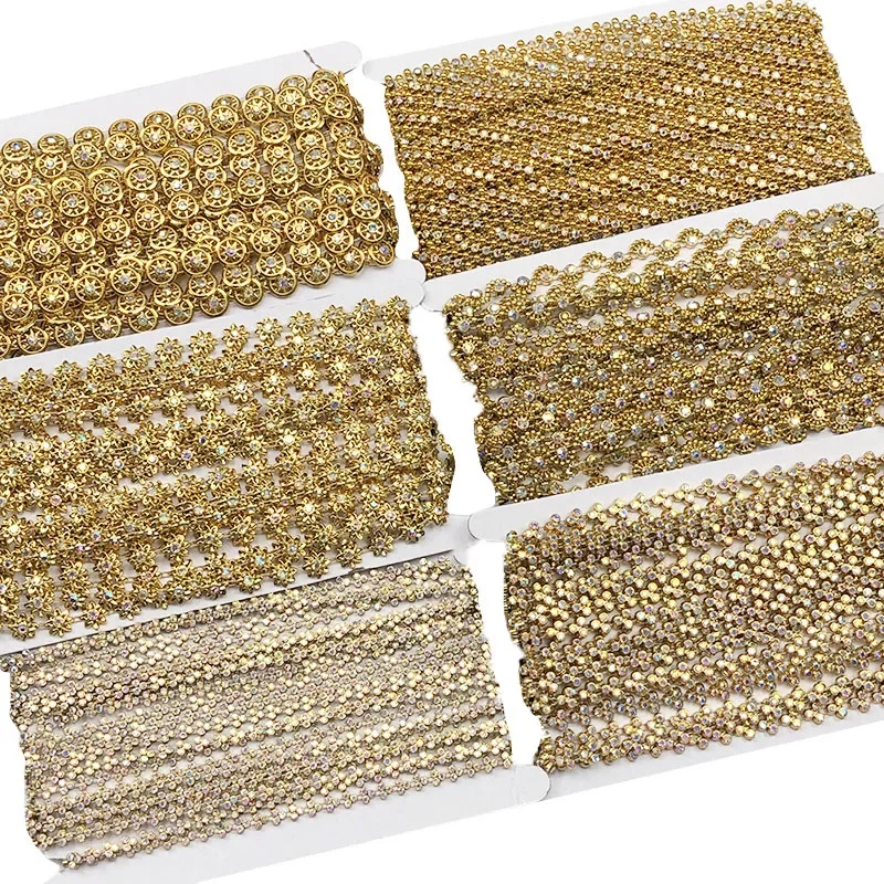 1 M Rhinestone Trim Chain Decoration Sew on Crystal Chain Clothing Shoes DIY Accessories