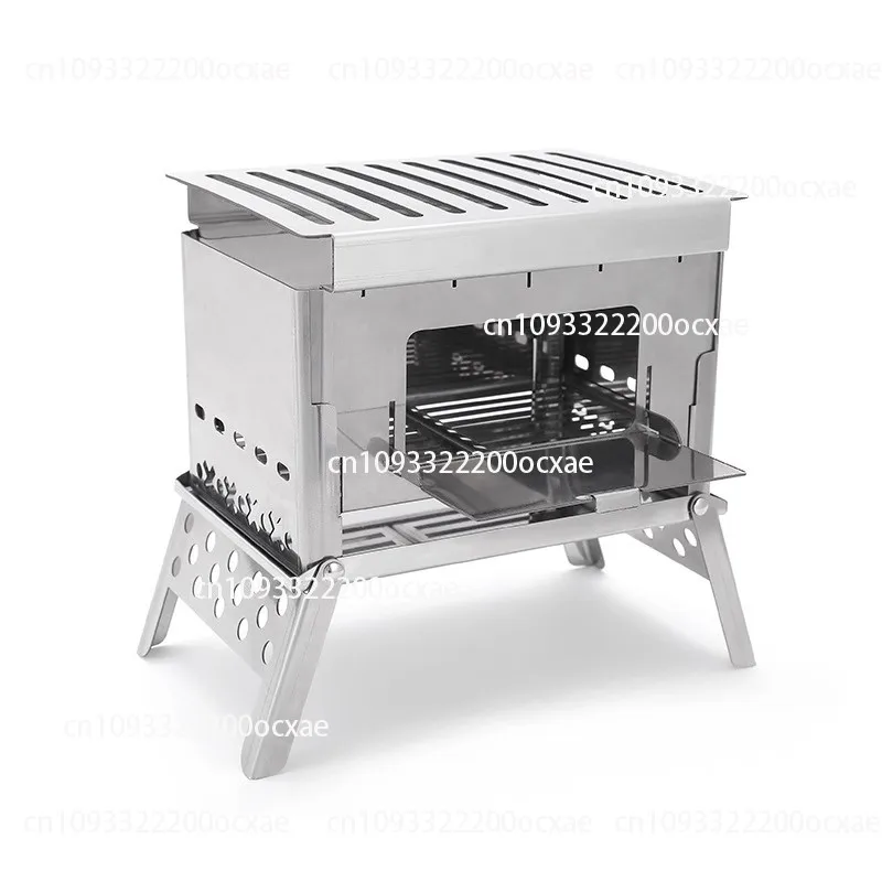 

Stainless Steel Mini Detachable Firewood Stove Charcoal Card Stove Portable Card Firewood Stove Silver