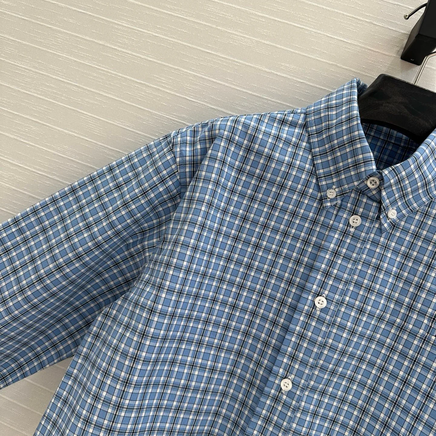 2025  Style Blue Checkered Short Shirt Retro College Style Artistic Girl Style Temperament VersatileTop