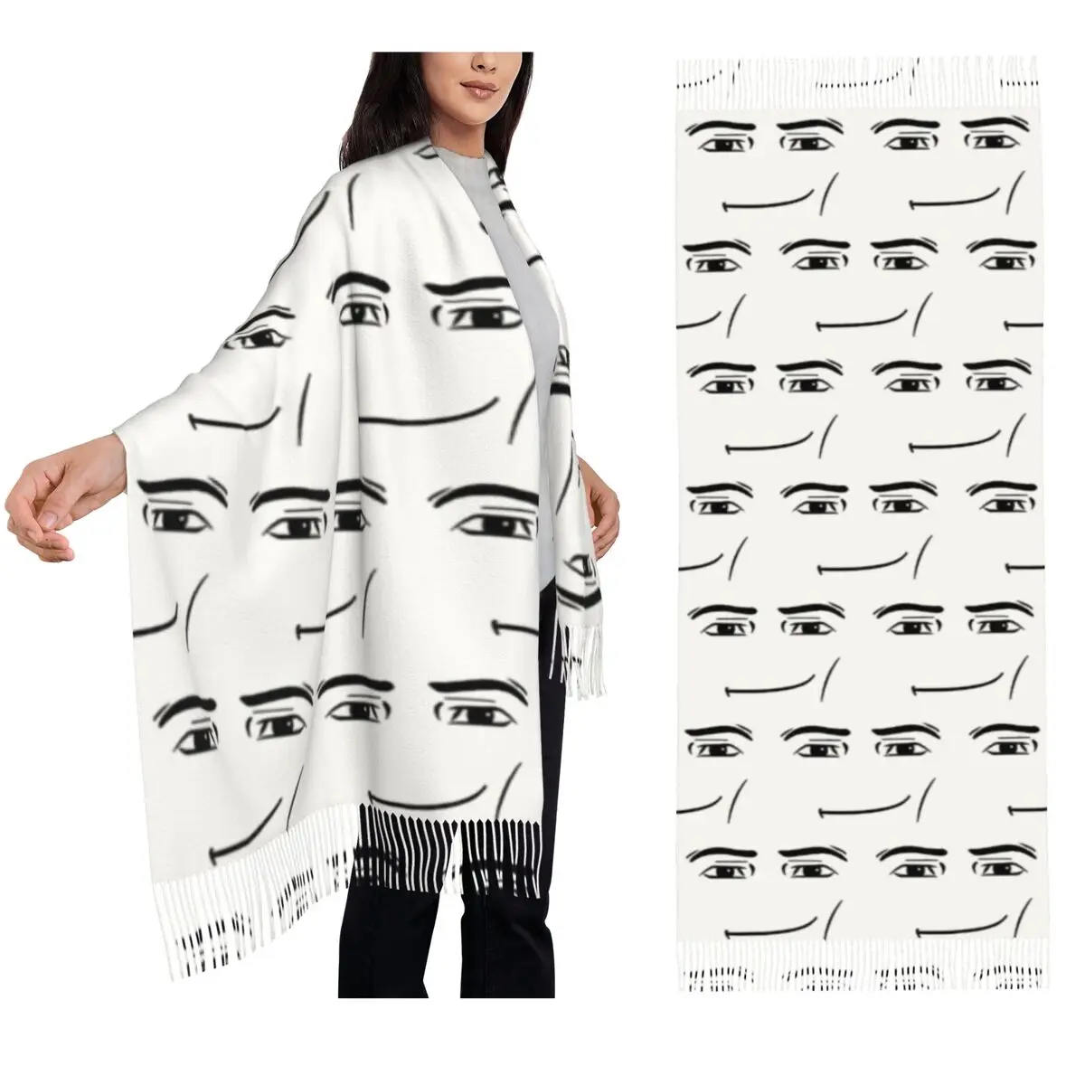 

The Man Face Scarf Tassel Scarves Women Soft Warm Shawls and Wraps Large Fall Winter Shawl Wrap