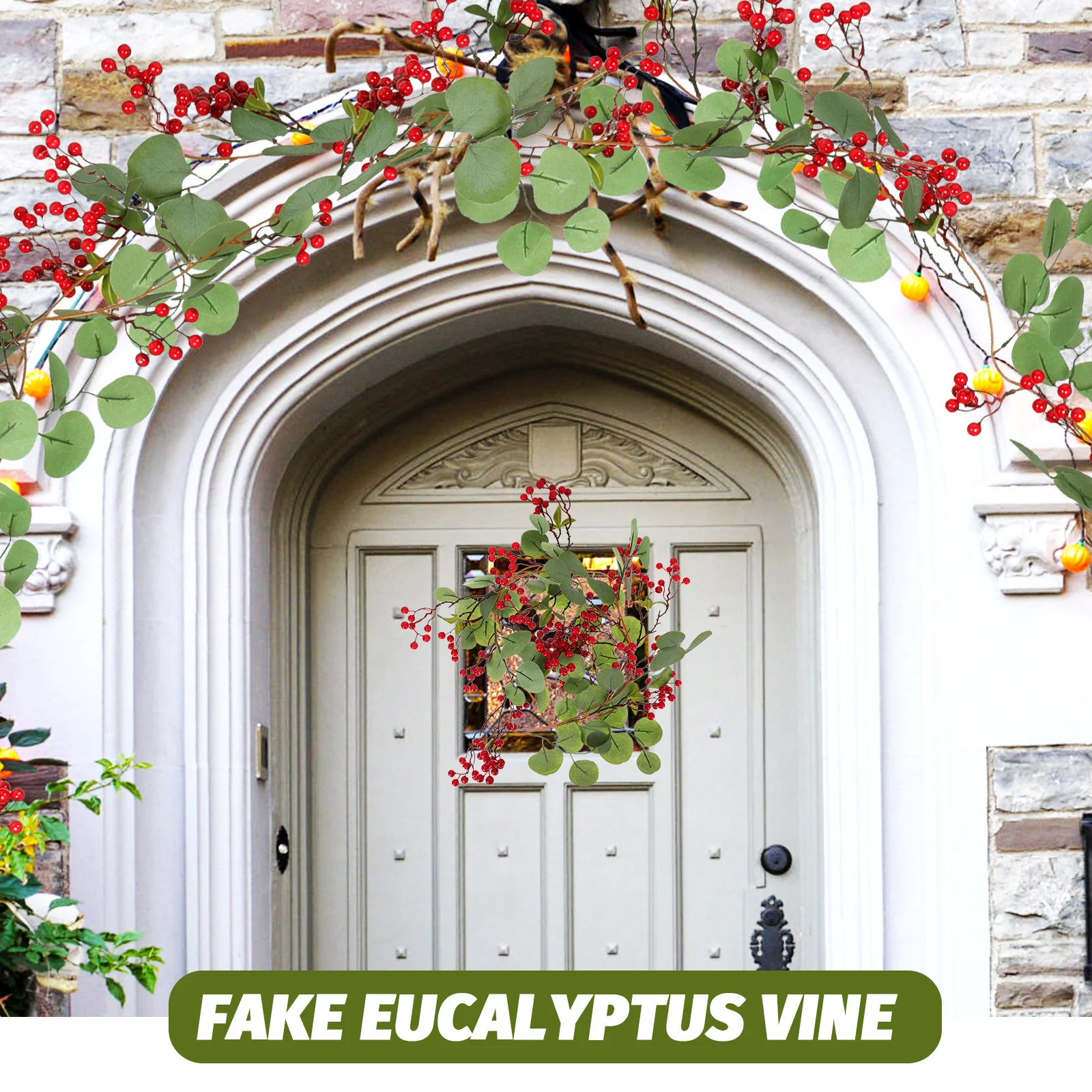 

Simulation Red Berry Fake Eucalyptus Vine Bright Decorative String Party Hanging Artificial Plant Wedding Garland Wall Decor