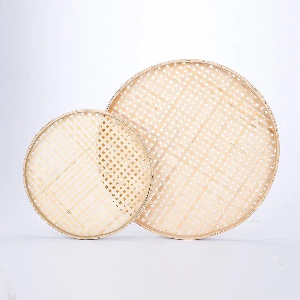 High Quality Handmade Weaving Bamboo Sieve Raft 6 Sizes Easy To Clean Round Dustpan Kitchen Storage Trays Home Decor Fruit Baske