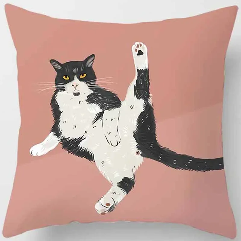 【Lazy Cat】Square Cushion Cover, 45x45cm, Home Sofa & Car Decorative Pillowcase