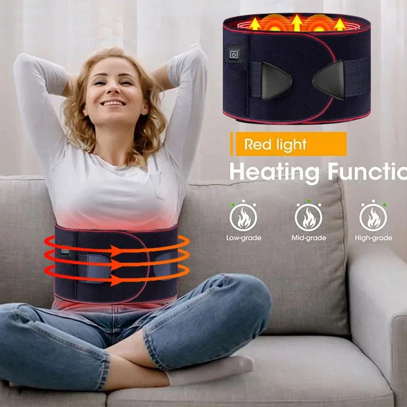 Back Heat Support Belt Heating Waist Brace With Adjustable Temperature Heated Back Belt Abdomen Warmer Lumbar Support 3rd Gear