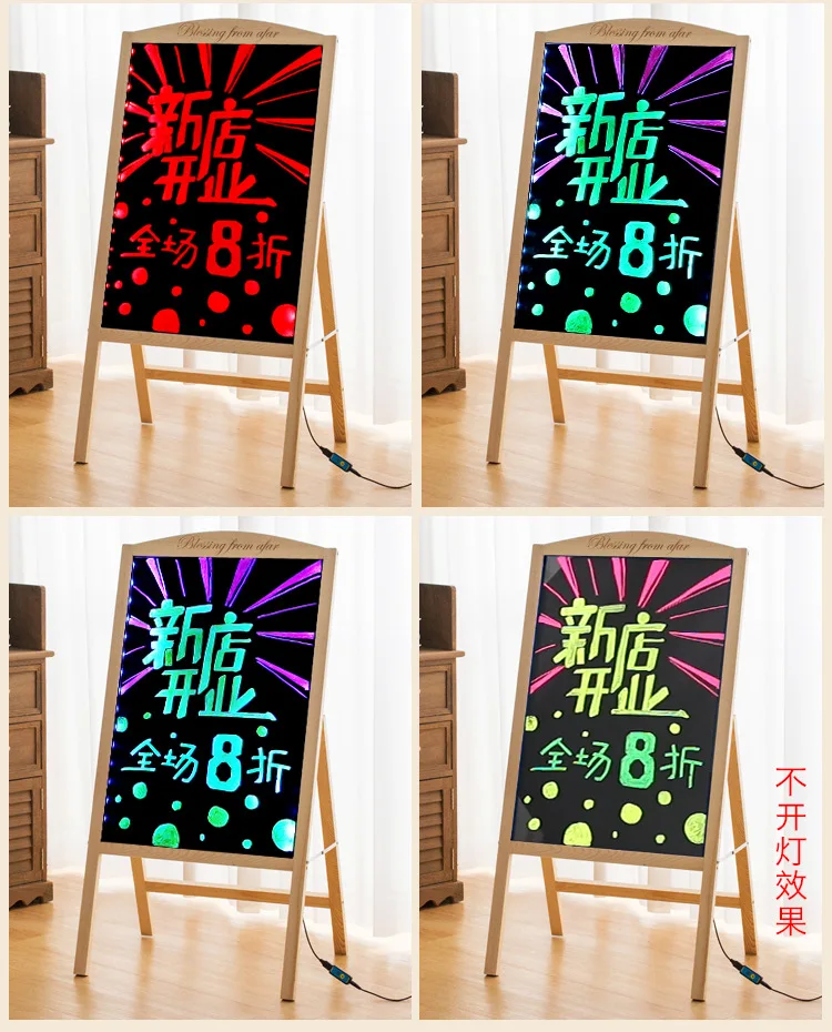 Papan tulis hitam kecil magnetik 60*40cm papan reklame bercahaya papan pajangan komersial, jenis braket papan neon LED Stan