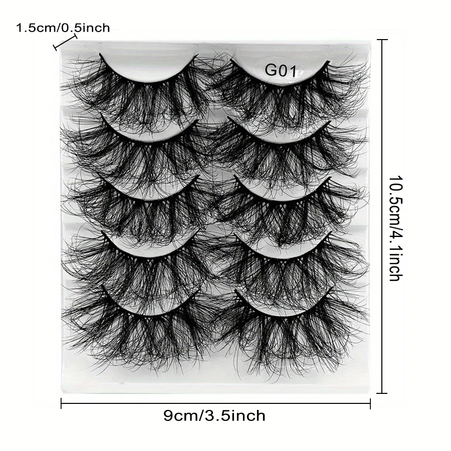 5 pares de pestañas postizas esponjosas 8D, pestañas artificiales hechas a mano gruesas y exageradas, creación de una apariencia llamativa